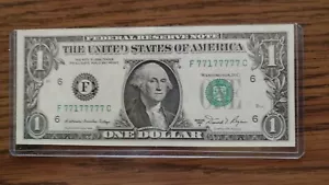 1981 A - VERY CRISP $1 BILL FANCY SERIAL NUMBER 7 OF A KIND #F 77177777 C Rare! - Picture 1 of 4