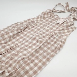 Free People Damen 0 Zuzu Seersucker breites Bein kurz geschnittener Overall Natur Gingham - Bild 1 von 10