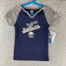NWT Buffalo Sabres Kids Girls T-Shirt Size S 6/6X NHL Tee Shirt Blue Hockey