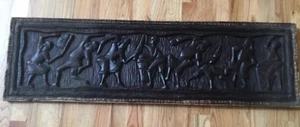 2 pannelli/targhe vintage in legno di mogano intagliato haitiano - Foto 1 di 10