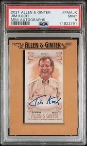 2021 Topps Allen & Ginter Jim Koch Mini GOLD BORDER On Card Auto #FMA-JK PSA 9