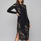 NEW Reiss PETRA Floral Midi Dress Black Size 6 RRP £225