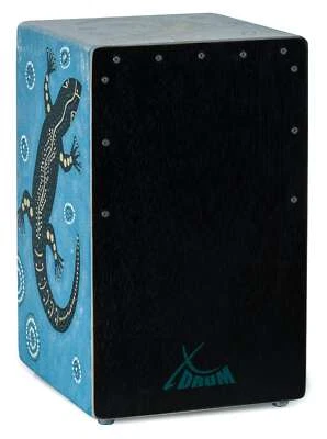 Handbemalte XDrum Design-Cajon "Gecko" mit Dot Art-Echsen und Bass Port - Bild 1 von 4