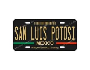 PLACA NEGRA DECORATIVA CARRO S.L.P. / Targa auto personalizzata SAN LUIS POTOSI - Foto 1 di 4