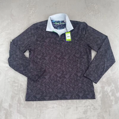 Camisa de rendimiento Robert Graham Avelino 1/4 cremallera para hombre mediana negra geométrica nueva con etiquetas Foto 1 de 4
