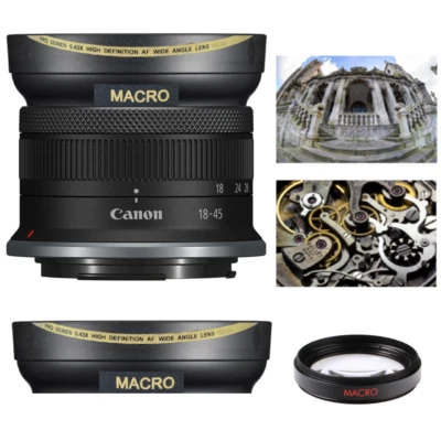 HD Wide Angle LENS +MACRO LENS for Canon RF-S 18-45mm f/4.5-6.3 IS STM Lens 32K - Image 1 of 4