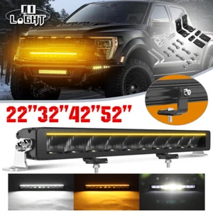 Silm Row 10"22"32"42"52" LED Light Bar Night Offroad With DRL Park Light 12v 24v - Picture 1 of 27