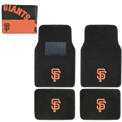 Alfombrillas y billetera de cuero sintético MLB de los Gigantes de San Francisco para auto camión Foto 1 de 4