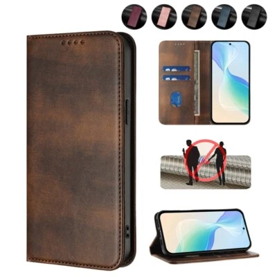 Magnetic Wallet Case Leather Flip Cover for iPhone 17/16e/15/14/13/12/11 XR SE 8 - Image 1 of 4