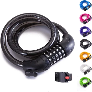 Bike Lock Bicycle Lock Chain ,5-Digit Combination Lock Core Steel Wire Bike Lock - Picture 1 of 12