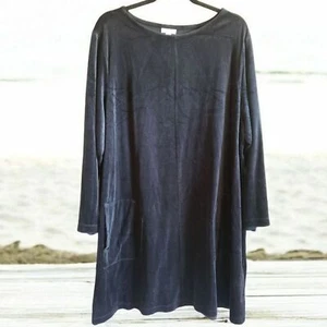 J. Jill Pure Jill Dress Women's Black 3X Velour Lagenlook Minimalistic Midi - Picture 1 of 11