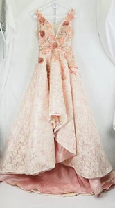 Vestido pequeño con apliques florales de encaje lentejuelas tren boda graduación quinceañera - Imagen 1 de 20