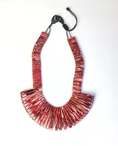 Sobral Atelie Gaia Tupi Red Gorky Bead Artist Made Statement Necklace - Picture 1 of 5