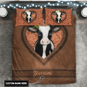 Personalized Custom Name Cow Bedding Set LT11 - Picture 1 of 9