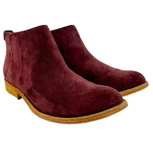 KORKS EASE Suede Velma Boots Booties Size 8.5 Maroon Chelsea Ankle Pull On Fall - Picture 1 of 12