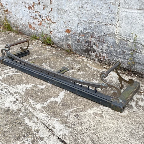 Antique Edwardian Vintage Cast Iron Brass Fire Hearth Fender Iron Guard 135 X 35 Cover
