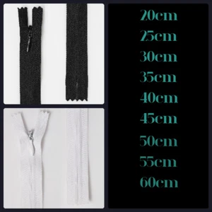 1 Reißverschluss 20-60 cm weiß verdeckt unsichtbar Kunststoff invisible Zipper - Picture 1 of 4