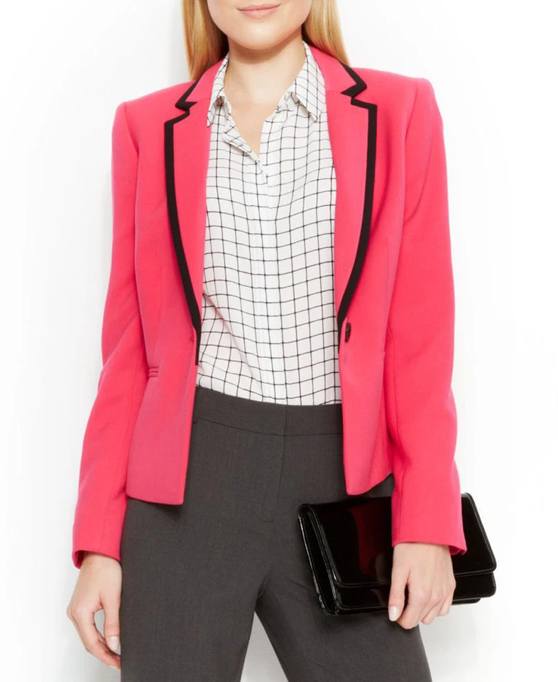 Anne Klein Smart Single Button Bright Pink Blazer Size 8 Orig Price $129 - Image 1 of 2
