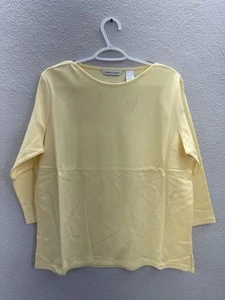 Drapers & Damons Womens Shirt Large Light Yellow 3/4 Sleeve Boatneck M14604 - Picture 1 of 11
