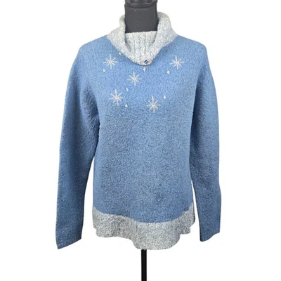 Suéter de Invierno Susan Bristol Azul Gris Bordado Estrella Adornado Mujer XL Foto 1 de 4