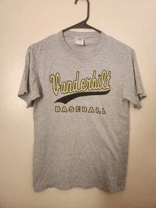 Men’s Small Vanderbilt Baseball Tee Shirt Gray Gold White Logo Excellent Cond - Picture 1 of 5