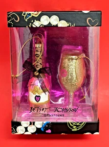 Betsey Johnson Weihnachtsschmuck ~ Champagnerflasche & Weinglas ~ Neu im Karton! - Bild 1 von 11