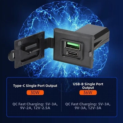 USB C USB B Car Charger 36W Fast Charging QC 3 0 PD 30W Dual Port for Vehicles - Image 1 of 4