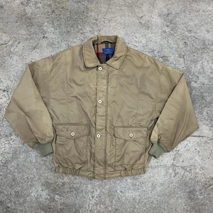 Vintage Lobo By Pendleton Jacket Mens Medium Tan Plaid Lined Bomber Made USA 80s - Picture 1 of 9