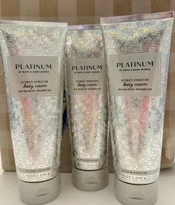 Bath Body Works PLATINUM Crema Corporal Lote de 3 Nuevas Tamaño Completo Regaladas - Imagen 1 de 3