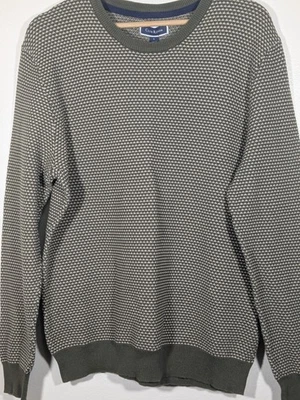 Club Room Green Houndstooth Sweater Men’s L Cotton Wool Blend Pullover Crewneck - Image 1 of 4