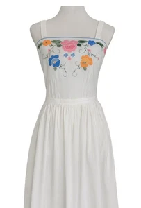 Gunne Sax Jessica McClintock White Embroidered Floral Prairie Sundress Sz 11 - Picture 1 of 14
