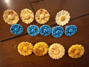 NOS Vintage MCM Ceramic Flowers Glazed Macrame Craft Beads - Picture 1 of 4