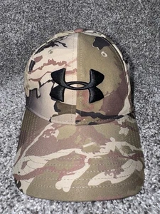 Under Armour Hat Cap Fitted Size M/L Camouflage Green UA Free Fit Storm Logo - Picture 1 of 12