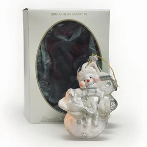 Krebs Lauscha Glas Weihnachtsmann Vogel & Vogelhaus Ornament Germany verpackt Vintage - Bild 1 von 15