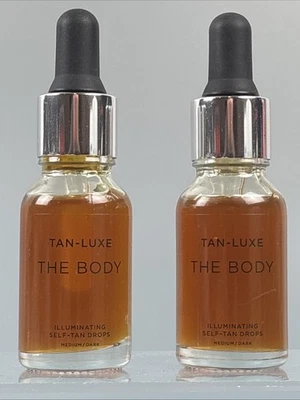 2 botellas de 0,50 oz (dos) bronceado-de lujo para iluminar el cuerpo ¡gotas autobronceadoras medianas/oscuras! Foto 1 de 4
