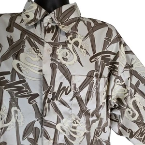 FUBU Dragon Bamboo Print Button Up Shirt Long Sleeve Menswear XL - Picture 1 of 8