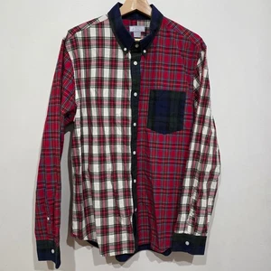 JC Penney Shirt Mens Large Tartan Plaid Multi 80s 2-Ply Cotton Long Sleeve - Picture 1 of 9