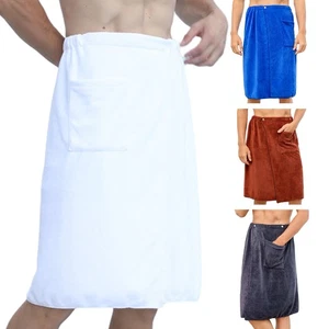 Bath Towel Wrap Men's Towel Wrap Cozy Multipurpose Adjustable Button With Pocket - Picture 1 of 16