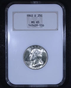 1940-D Washington Quarter - 25c NGC MS65 - Old Fatty Holder - Picture 1 of 4