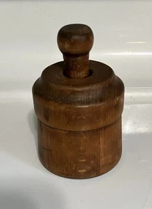 Antique Primitive Wooden Butter Mold Bell Press with Carved Leaf Print Design - Picture 1 of 3