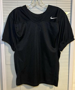 NIKE Football Jersey Boy's L Meshed  Solid Black White Swoosh - Picture 1 of 8