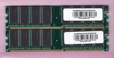 1GB 2x512MB PC3200 AVANT DDR-400 AVM6464U52C34005AVA* Desktop Memory Kit DDR1 - Image 1 of 2