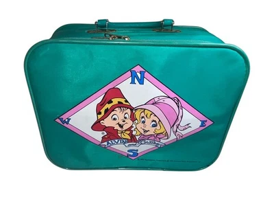 Vintage 1990 Alvin and the Chipmunk Alvin and Britney teal child’s suitcase READ - Image 1 of 4
