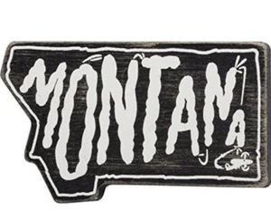 SET Of 2 - MONTANA Wooden State Shape Souvenier Magnet, New, Primitives by Kathy - Picture 1 of 2