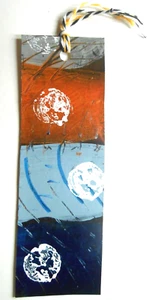 Handbemaltes Original Lesezeichen EICHE geometrische Kreise gold blau grau weiß schwarz - Bild 1 von 3