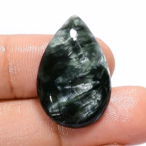 Natural Seraphinite Pear Shape Cabochon Loose Gemstone 14.5 Ct 25X16X4mm OA-7054 - Picture 1 of 5