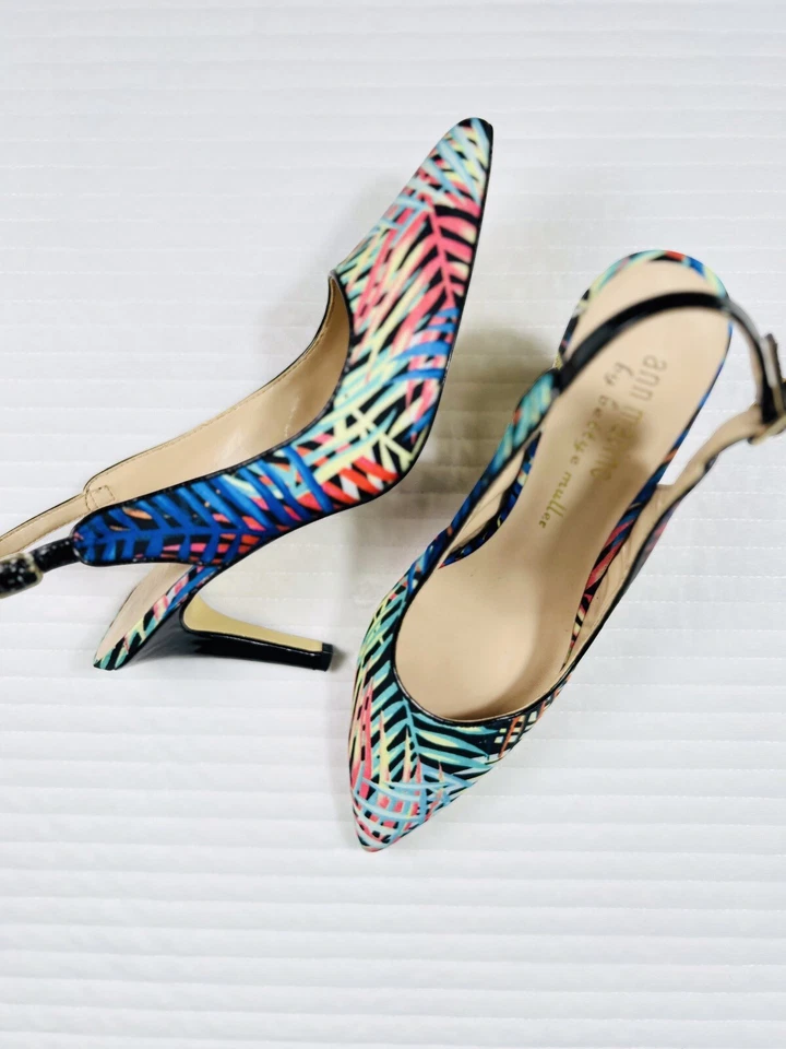 ANN MARINO BETTYE MULLER Womens Tropical Print Fabric Slingback Pump Heels 9.5M - Изображение 1 из 4