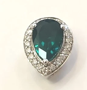 Jessica L Schmuck Designer JLJ 14K Weißgold Grün Stein & Pflaster Diamant Anhänger - Bild 1 von 5