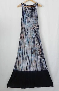 T Party Summer Dress Tie-Dye Sleeveless Floor Length Rhinestones Raw Hem Size S - Picture 1 of 9