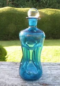 Holmegaard Kluk Kluk Danish Blue Pinched Glass Decanter Jacob Bang 22.5cm - Picture 1 of 10